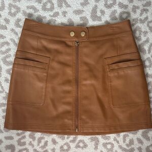 Free People Vegan Leather tan Mini Skirt, size 4